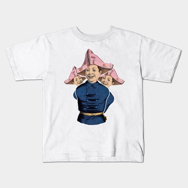 Smiling boy's paper hat Kids T-Shirt by Marccelus